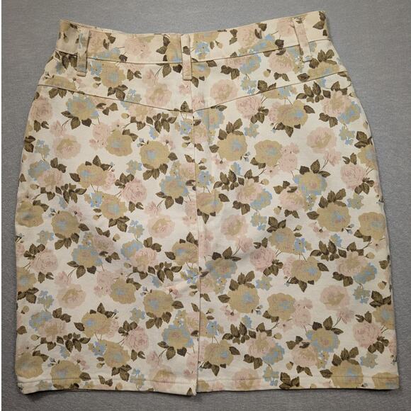 VTG Skoozi Denim Skirt Womens 6 Floral 90s Western Cowgirl Y2K Retro Preppy boho - Picture 2 of 12